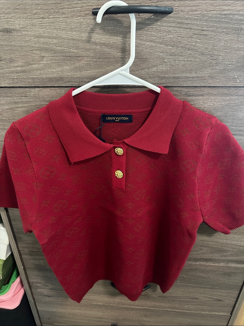 Women’s Burgundy Polo with Gold Buttons size S